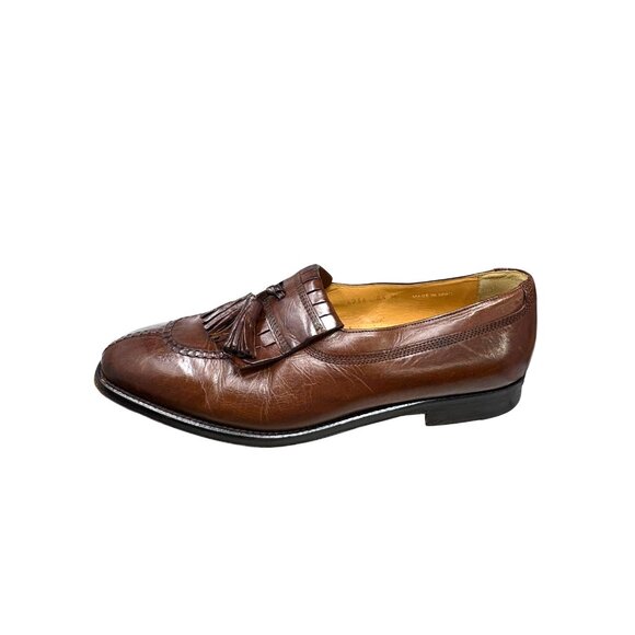 Magnanni Brown Leather Kiltie Tassel Split Toe Dress Loafer Shoes - Picture 4 of 10
